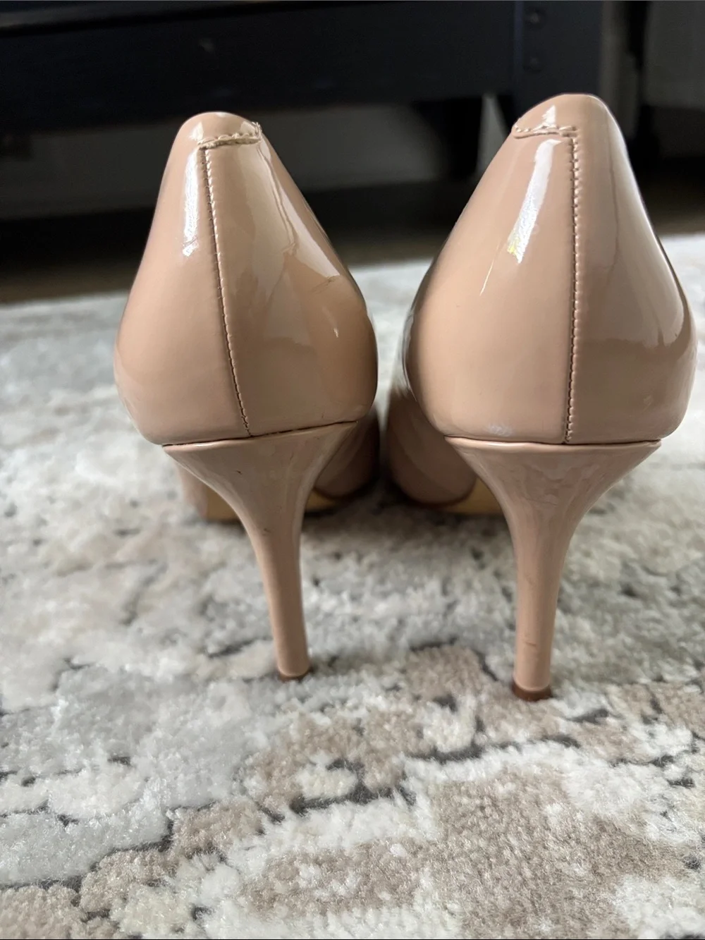 Nine West 6.5 Fresh Pointy Toe Pumps in Antique Taupe Patent Stiletto High Heel